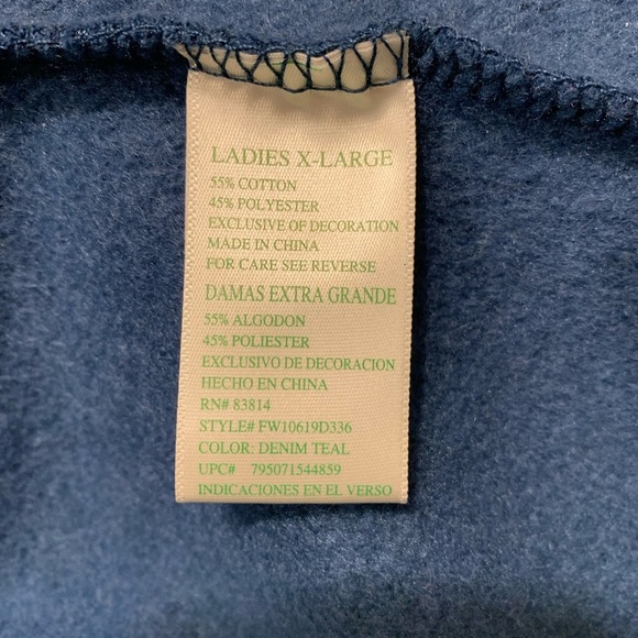 SWEATSHIRT GREEN TEA Women Denim Teal LOVE Arrows Long Sleeve Sweatshirt - Picture 5 of 7